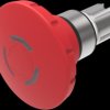 Mushroom pushbutton, rotary release, illuminable, latching, waistband round, red, front ring silver, mounting Ø 22.3 mm, 45-2D36