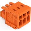 Socket header, 3 pole, pitch 3.81 mm, angled, orange, 734-203