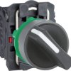 Toggle switch, 2 positions, unlit, latching, 1 Form A (N/O) + 1 Form B (N/C), waistband round, black, front ring gray, 90°, moun