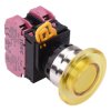 YW4L-A4E02Q4Y Yellow 24V illuminated 22mm Metal Bezel Mushroom Maintained Push Button Switch 2NC IP65 IDEC