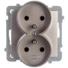 AS Gniazdo podwójne z/u satyna light GP-2GRZ/m/45