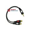 Kabel jack 3,5st-2*RCA gn. 25cm łezka przejście