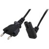 Power cord, Europe, plug type C, straight on C7 socket, angled, H03VVH2-F2x0.75 mm², black, 2 m, EK546.2
