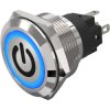 Vandal-proof pushbutton switch, silver, illuminated (blue), 3 A/240 V, 22 mm, IP65/IP67, 82-10-000228