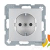 B.Kwadrat/B.7 Gniazdo z uziemieniem schuko z przesłonami i podwyższoną ochroną styków (zaciski śrubowe) aluminium mat lakierowan