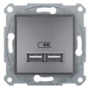 ASFORA Gniazdo ładowarki USB podwójne 2,1A stal EPH2700262 SCHNEIDER ELECTRIC