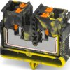 4 wire mini through terminal, push-in connection, 0.14-4.0 mm², 1 pole, 24 A, 8 kV, yellow/black, 1429443