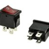 Przełącznik; klawiszowy (kołyskowy); R15-4ALP; ON-OFF; 2 tory; czerwony; podświetlenie neonówka 250V; czerwony; bistabilny; kone