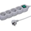 Przedłużacz 4-gniazdowy, 5m szary, z wyłącznikiem, 3x1,0mm OWY 24385