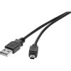 Renkforce RF-4455804 USB 2.0 Cable A to Mini-B 0.15m Gold Plated Black