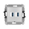 Icon Mechanizm Gniazda Podwójnego 2Xusb A-A 3.0, Bez Pola Opisowego Srebrny...