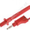 4112-F4-150-RT Przewód PVC 1,0mm2, dł. 1,5m, sonda 4mm / wtyczka z dodatkowym gniazdem 4mm, czerwony, ELECTRO-PJP, 4112F4150RT
