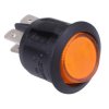 Yellow 12V illuminated On-Off 20mm Round Rocker Switch DPST 20A R13-244B-02