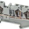 Terminal block, 3 pole, 0.2-4.0 mm², clamping points: 3, gray, spring balancer connection, 32 A, NSYTRR43