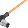 Sensor actuator cable, M12-cable plug, angled to open end, 3 pole, 2 m, PUR, orange, 4 A, 77 3427 0000 80003-0200