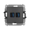 Icon Mechanizm Gniazda Podwójnego 2Xusb A-A 3.0, Bez Pola Opisowego Grafitowy...