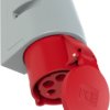 CEE wall socket, 5 pole, 32 A/400 V, red, 6 h, IP44, 125-6TT