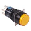 AL6M-A24PYC Yellow 16mm 24V Latching Round illuminated Push Button Switch IP65 DPDT