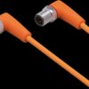 Sensor actuator cable, M12 cable plug, angled, A to M12 cable socket, angled, A, 4 pole/5 pole, 0.3 m, PVC, orange, 4 A, EVT082