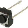 Mikroprzycisk; 6x6mm; 4,3mm; Model 1a; 0,8mm; przewlekany (THT); 2 piny; czarny; OFF-(ON); bez podświetlenia; 50mA; 12V DC; 160g