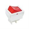 Przełącznik kołyskowy MK-621AC-R 4pin podświetlany 230VAC 15A czerwony biała obudowa
