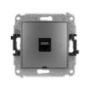 ICON Mechanizm gniazda komputerowego pojedynczego 1xRJ45, kat. 6A, 8-stykowy, bez pola opisowego grafitowy 11IGKBO-7