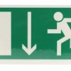 Znak ewakuacyjny niepodświetlany, Winyl, Zielony/biały, Opis: Wyjście ewakuacyjne w dół