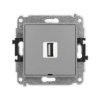 Icon Mechanizm Gniazda Pojedynczego Usb A-A 2.0, Bez Pola Opisowego Szary Mat...