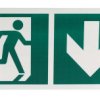 Znak ewakuacyjny niepodświetlany, Tworzywo sztuczne, Zielony/biały, Brak, Opis: Wyjście ewakuacyjne w dół