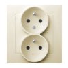AS Gniazdo podwójne z uziemieniem z ramką (funkcja niezamienności faz) ecru GP-2GC/27 OSPEL