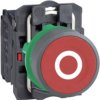 Pushbutton, labeled O, unlit, groping, 1 Form B (N/C), waistband round, red, front ring light gray, mounting Ø 22.5 mm, XB5AA432