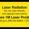 70119565 Laser warning label English DIN EN 60825, class 1M, 38x23 mm, ye