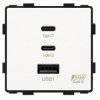 Ładowarka USB A + 2xC 65W GaN biała podtynkowa (moduł bez ramki) - TAWOIA Glass