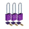 Kłódka bezpieczeństwa LOTO SafeKey, aluminiowa, szekla 76 mm, fioletowa (3...