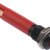 Lampka kontrolna do montażu panelowego 24V dc, czerwona 8mm LED Czarny Końcówka lutownicza RS PRO