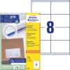 Avery-Zweckform 3426 Etykieta uniwersalna 105 x 70 mm Papier biały 800 szt. Trwały Drukarka atramentowa, Drukarka Lasero