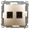 Simon 54 Gniazdo komputerowe podwójne 2xRJ45 kat.6 z przesłoną złoty mat D62.01/44