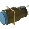 Przełącznik; przyciskowy; LAS1-AY-11/B/6V; ON-(ON); niebieski; podświetlenie LED 6V; niebieski; do lutowania; 2 pozycje; 5A; 250