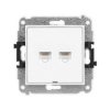MINI Mechanizm gniazda komputerowego podwójnego 2xRJ45, kat. 5e, 8-stykowy, bez pola opisowego biały mat 25MGKBO-2 KARLIK