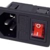 Gniazdo męskie IEC zasilające komputerowe z bezpiecznikiem + wyłącznik, C14