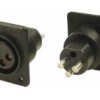 Złącze XLR 3 -pinowe Montaż na panelu XLR Żeński Czarny