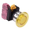 YW4L-A4E01Q0Y Yellow 22mm Metal Bezel Mushroom Maintained Push Button Switch NC IP65 IDEC