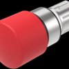 Mushroom pushbutton, rotary release, unlit, latching, waistband round, red, front ring silver, mounting Ø 22.3 mm, 45-2C36.2820.