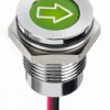 Lampka kontrolna do montażu panelowego 12V dc, zielona 14mm LED Chrom Wyprowadzenia APEM