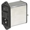 Suppressor filter IEC plug C14, 50 to 60 Hz, 4 A, 250 VAC, 2 W, 1.5 mH, faston plug 6.3 mm, DD12.4111.111