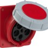 CEE surface-mounted socket, 5 pole, 125 A/400 V, red, 6 h, IP66/IP67, 445-6