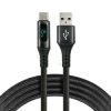 Kabel przewód pleciony USB - USB-C / Typ-C LCD everActive CBB-1CBL 100cm z obsługą szybkiego ładowania do 3A czarny