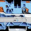 2110-5304 3-wire feed-through terminal, with lever and pusher 10 mm², blue