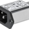 IEC plug C14, 50 to 60 Hz, 10 A, 250 VAC, 0.4 mH, faston plug 6.3 mm, 3-100-776