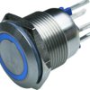 Vandal-proof pushbutton, 2 pole, silver, illuminated  (blue), 0.05 A/24 V, mounting Ø 19.2 mm, IP66, MPI002/28/BL